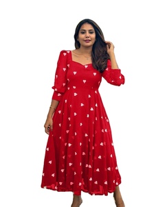 Main bloc imprimé rayonne coton Anarkali paillettes broderie Kurti pour les femmes mariage & Diwali porter robe - Product Image 1