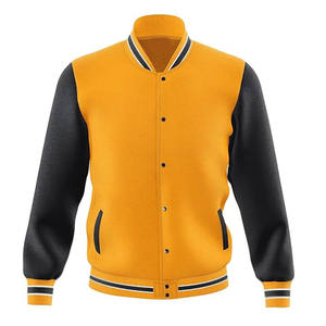 Chaqueta Varsity de Manga Larga para Hombre, Diseño Moderno, 100% Lana, Antibacteriana, Amarilla y Negra, Personalizable, Frontal Impermeable - Product Image 1
