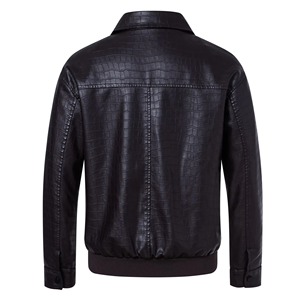 Chaqueta de Cuero Genuino con Grabado de Cocodrilo Negra para Hombre, Transpirable, con Cierre Frontal, Estilo Motero, para Invierno, Color Personalizado - Product Image 4