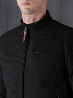 Blouson bomber noir pour homme, col montant, fermeture éclair, coupe-vent, polyester, décontracté, pour l'automne