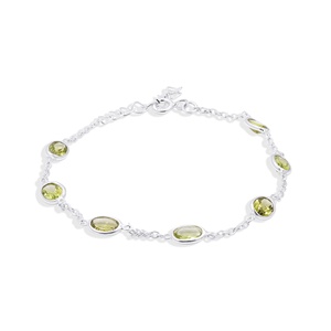 กำไลข้อมือเงินแท้ 925 ประดับเพอริดอททรงรีธรรมชาติจาก Memoria Jewels ขายส่ง - Product Image 1