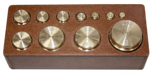 Precision Polished Brass Balance Weights with <b>Wooden</b> <b>Block</b> Storage Laboratory Measurement Educational OEM DD International - Product Image 5