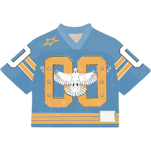 เสื้อฟุตบอลตาข่ายชายหญิง คอวี ทรงโอเวอร์ไซส์ สไตล์เรโทร พิมพ์ลายดิจิตอลแบบซับลิเมชั่น สกรีนโลโก้ หมายเลข และชื่อได้ตามสั่ง - Product Image 1