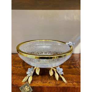 Bol de service alimentaire de luxe en métal plaqué or de haute qualité, design vintage attrayant, gravé, qualité supérieure, centre de table - Product Image 3