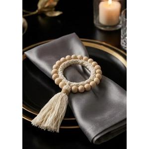 <b>Rustic</b> Wooden Beaded Napkin Rings for <b>Dining</b> <b>Table</b> Handmade Napkin Holders for Wedding Decor <b>Farmhouse</b> <b>Table</b> Styling - Product Image 5