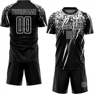 Maillot de football américain personnalisé imprimé par transfert thermique 100% polyester pour garçons, noir et blanc, nom et numéro de l'équipe, col rond, sans manches - Product Image 5