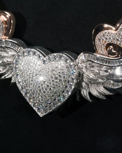 Collar con Colgante de Ala de Corazón, Cadena con Incrustaciones de Moissanita, Chapado en Oro Rosa, Plata de Ley 925, Joyería Hip Hop para Fiesta - Product Image 4
