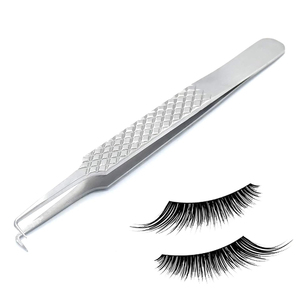 Top Quality Eyelash <b>Extension</b> Tweezers L Shaped German Stainless Steel False Lash Tweezers For Beauty - Product Image 3