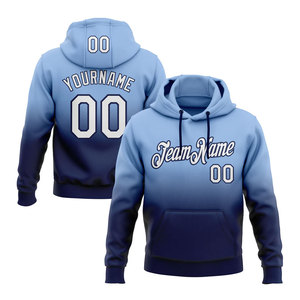 Sweat-shirt à capuche sport décontracté personnalisé bleu clair, blanc et marine dégradé pour hommes et femmes, style streetwear - Product Image 1