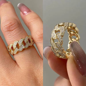 Bague en argent sterling 925 avec moissanite taille ronde, style chaîne cubaine, pour homme, sertie de diamants, type alliance éternité, bijoux hip-hop à maillons gourmette - Product Image 2