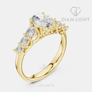 Bague de fiançailles en or blanc 14 carats avec diamant de laboratoire de 0,855 carats, coupe ovale, pierres latérales, bague de mariée, certifiée IGI, bijoux fins, cadeau pour femme - Product Image 6