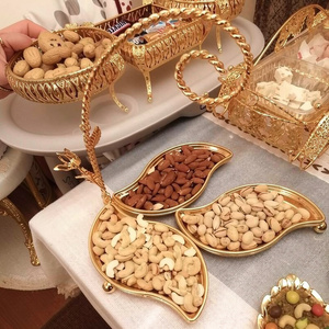 3 Leaf Design Decorative Bowl Gold Plated Aluminum Leaf Platter Trending Shape Decorative Platter Japanese Bowl - Product Image 1