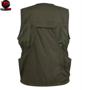 Gilet utilitaire vert foncé pour homme, col en V, fermeture éclair intégrale, poches multiples à rabat, pour la chasse, la pêche, les voyages, respirant et léger - Product Image 6