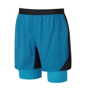 กางเกงขาสั้นออกกำลังกายผู้ชาย สีน้ำเงินล้วน ผ้าฝ้าย ใส่เล่นกีฬาวิ่ง จ๊อกกิ้ง ใส่ลำลองในฤดูร้อน เอวกลาง มีซิปและกระเป๋า เป็นมิตรกับสิ่งแวดล้อม แห้งเร็ว - Product Image 1