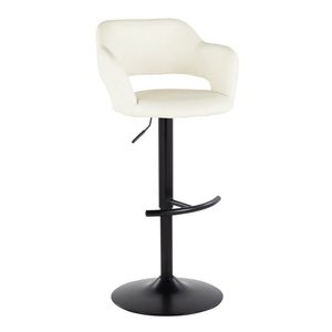 Margarite Contemporary 2-Pack <b>Adjustable</b> Barstool with Swivel Black Metal Cream Faux Leather Rounded T <b>Footrest</b> Set - Product Image 2
