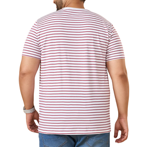 เสื้อยืดลายทางสำหรับผู้ชายเสื้อยืดผ้าฝ้ายแขนครึ่งคอลูกเรือลายทางคลาสสิกสำหรับผู้ชาย - Product Image 2