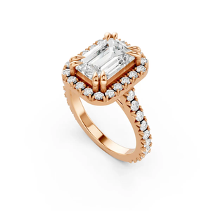 Anillo de Compromiso con Halo de Diamantes Cultivados en Laboratorio con Corte Esmeralda, Certificado IGI, Oro Amarillo de 10K, Anillo de Lujo para Novia y Boda para Mujer - Product Image 2