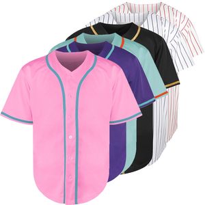 Unisex Baseball Jersey Short Sleeve Moisture Wicking Polyester <b>Athletic</b> Shirt With Button Closure And Striped Design - Product Image 1