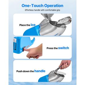Tritaghiaccio Elettrico a 4 Lame, 129 kg/ora, in Acciaio Inossidabile, con Coperchio per la Ciotola, per la Creazione di Ghiaccio a Scaglie e Coni di Neve - Product Image 4