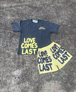 เสื้อยืดและกางเกงขาสั้นผู้ชายขายส่งราคาพิเศษ ชุดเซ็ตสีพื้นเรียบง่าย ดีไซน์มีซับในด้านหน้า สามารถสั่งทำได้ - Product Image 3