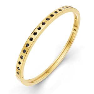 Bracelet jonc ouvrable classique en or blanc 14 carats avec diamant noir de laboratoire rond (1 carat) Tw. Bracelet fin et élégant en gros - Product Image 5