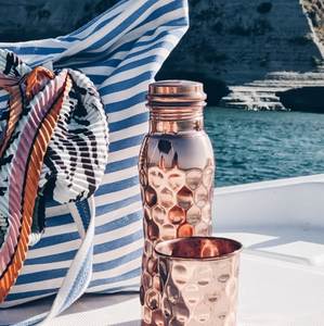 Pure <b>Copper</b> Hammered Finish Splash <b>Water</b> <b>Bottle</b> Metallic Hydration Flask <b>Wholesale</b> Supplier - Product Image 3