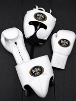Nouveaux gants de boxe en cuir premium No Boxing No Life, protège-tête professionnel pour l'entraînement et la compétition, et protège-glandes.