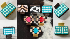 Personalized Checkered Small Girl Hair Accessories Hand <b>Tooled</b> Genuine Leather Hair Claw Clip Latest Design Clip for women's - Product Image 3
