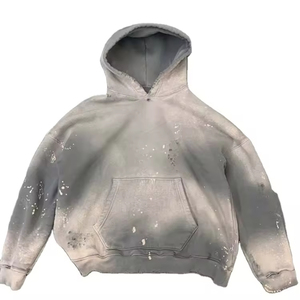 Nouveau Hoodie Homme Vintage Oversize 2026 Personnalisé Effet Délavé Streetwear avec Strass en Coton French Terry Imprimé Numérique pour l'Hiver - Product Image 2