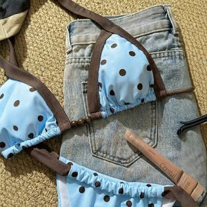 Nuevo Conjunto de Bikini de Dos Piezas con Estampado de Puntos Francés Estilo INS para Niñas, Traje de Baño de Spandex/Poliéster para Mujer - Product Image 2