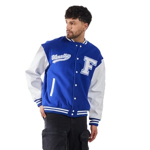 Veste universitaire d'hiver de haute qualité pour hommes avec des manches en cuir de couleur unie à la mode vêtements d'extérieur élégants - Product Image 5