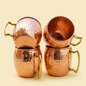High-Quality Handmade Pure Copper Hammered Moscow Mule Mugs Set for <b>Cold</b> Beer & Cocktails Solid Copper Barware <b>Cups</b> For Parties - Product Image 1