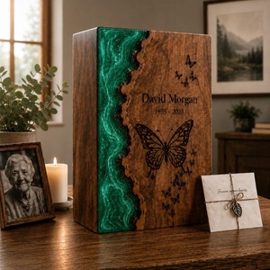 Personalized Natural Wood Finish Eco-Friendly Durable Wooden Cremation Urn 200-220 Cubic Inch Capacity <b>Memorial</b> <b>Box</b> - Product Image 3