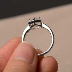 Natural Moonstone <b>Ring</b> Round Cut Gemstone <b>Ring</b> Octagon Sterling Silver June Birthstone Jewelry Gift Women - Product Image 2