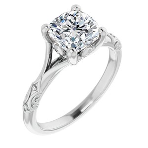 Anillo Solitario de Moissanita de 1.25 Quilates con Corte Cojín, Estilo Celebridad, Anillo Vintage de Oro Blanco de 14K, Anillo de Boda Único y Distintivo - Product Image 3