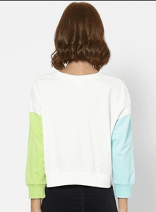 Sweat-shirt femme color block col rond manches longues imprimé lettres décontracté pour l'automne 100% coton tricoté respirant - Product Image 6