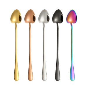 ชุดช้อนชาด้ามยาวหลากสีสแตนเลสสตีลสีทองสำหรับไอศกรีมและกาแฟ - Product Image 1