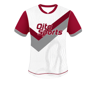 Conjunto de Uniforme de Rugby de Manga Corta en Rojo Carmesí, Blanco y Gris, Jersey de Rugby con Cuello Redondo y Estampado Gráfico, Pantalones Cortos con Cordón, Ropa Deportiva para Equipo - Product Image 3