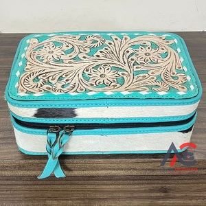 Factory Price Hand Tooled <b>Fur</b> Leather Floral Design Jewelry Cases New Travel Portable Gifts & Jewelry Organizer Box for Women - Product Image 1