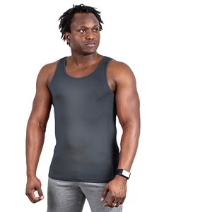 Custom Men's Sports Fitness Tank <b>Top</b> Solid Black Eco-Friendly Quick Dry Crew Neck Seamless Cotton Mesh Breathable Knitted Print - Product Image 1