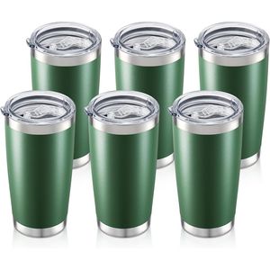 Tumbler Isolato in Acciaio Inox da 20 oz con Doppia Parete Sottovuoto e Coperchio, Tazza da Caffè con Rivestimento in Polvere, Bicchieri Termici - Product Image 1