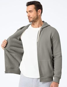 Sweat à capuche gris zippé pour homme, coupe classique, couleur unie, décontracté, pour l'automne, 100 % coton tissé, impression numérique, écologique, Beazer - Product Image 6