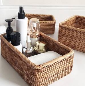 ISLA Set of 3 Natural Rattan Rect Food and Fruit Serving Baskets Handwoven Wicker Storage Baskets for Living Bedroom <b>Kitchen</b> OEM - Product Image 3