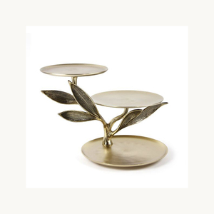 Metal Two Tier <b>Cake</b> Stand With Leaf Design Stylish Customized Dessert Display Stand For <b>Wedding</b> Party Use - Product Image 1