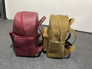 CUSTOM Genuine Leather Laptop <b>Backpack</b> <b>Large</b> Capacity External Frame School Bag Office Travel Hiking Daypack Zipper Detachable - Product Image 3