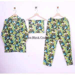 Conjunto de Pijama de Algodón con Diseño Floral Moderno, Estampado a Mano, Ropa de Dormir Ligera para Mujer, Conjunto para Estar en Casa en Verano - Product Image 6