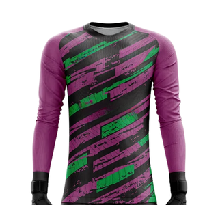 Conjunto de Portero Slashed Band, Jersey de Manga Larga con Cuello Redondo y Pantalones Cortos para Hombre, Sublimado, Ecológico, de Secado Rápido, en Poliéster, para Fútbol - Product Image 3