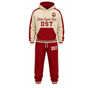 Conjunto Deportivo Delta Sigma Theta Sorority, Sudadera con Capucha Roja y Crema, Pantalones Largos Casuales, Logotipo DST 1913 Impreso - Product Image 5