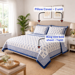 Luxury Classic Jaipuri Hand <b>Block</b> Printed Premium Cotton 200TC 3-Piece Durable Machine Washable Bedsheet Set King Size Home use - Product Image 5