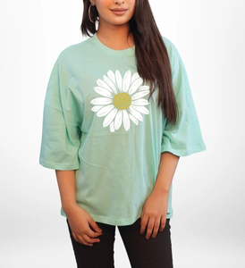 Ropa de Mujer, Camisetas 100% Algodón, 240 GSM, Estampado Gráfico DTF, Venta al Por Mayor, Fabricación OEM, Cuello Redondo, Hombros Caídos, Talla Grande - Product Image 4